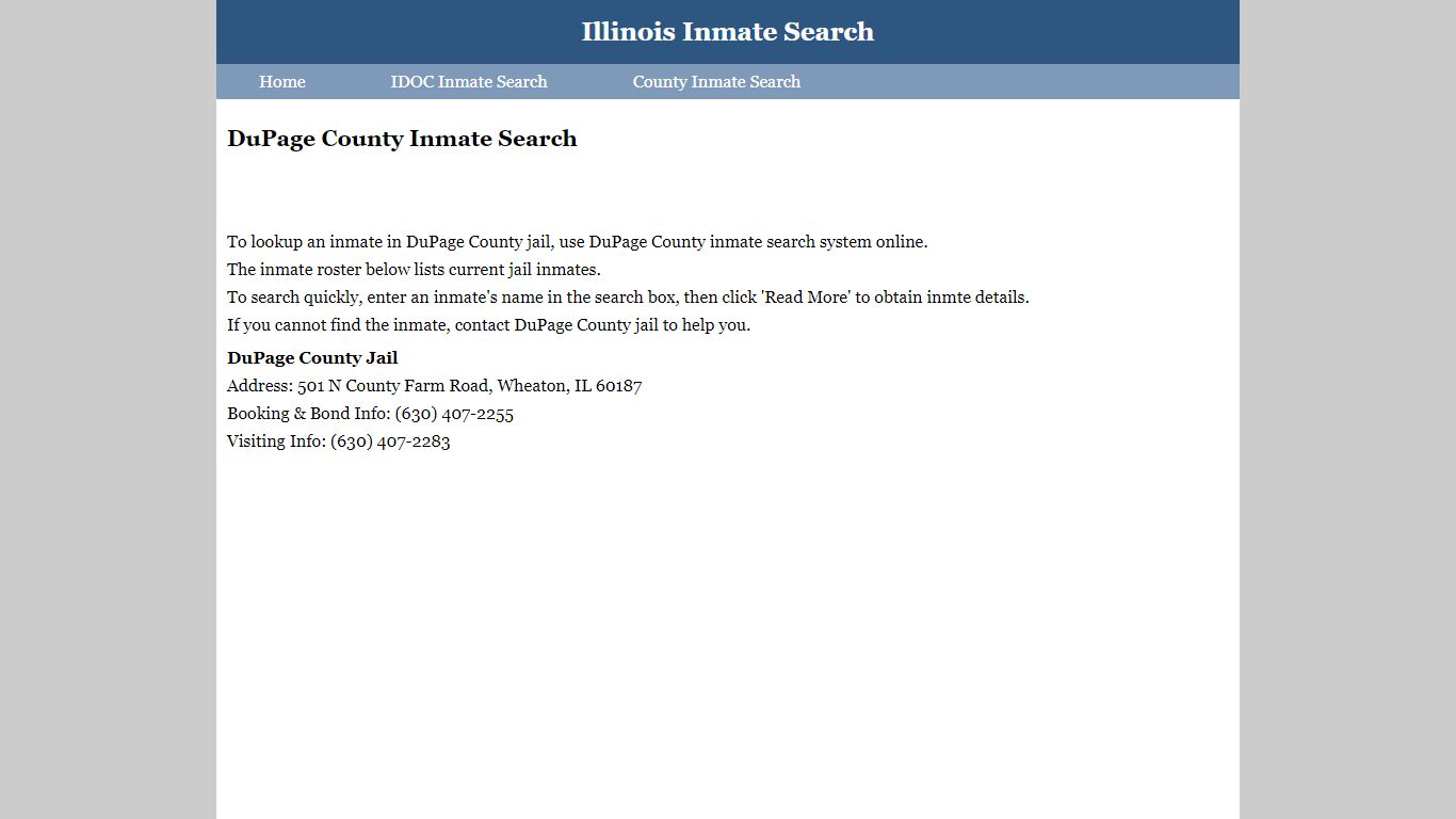 DuPage County Inmate Search