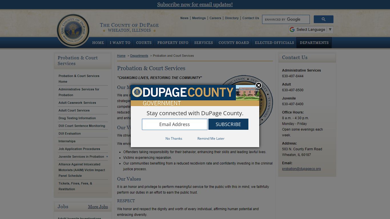 DuPage County IL - Probation & Court Services - Home